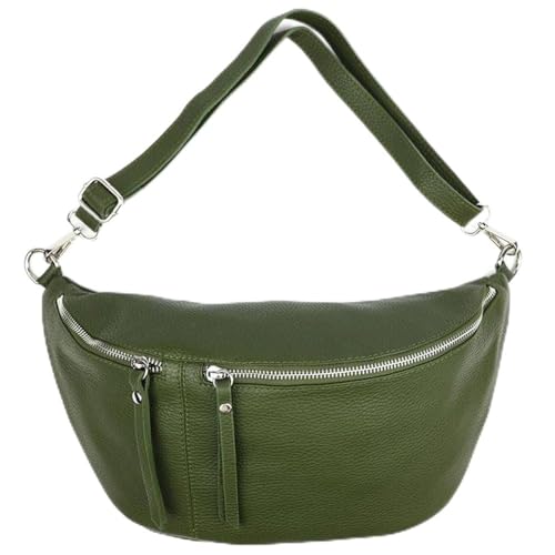 Sa-Lucca ECHT LEDER XXL BODYBAG BAUCHTASCHE UMHÄNGETASCHE CROSSBAG (oliv) von Sa-Lucca