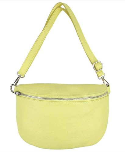 Sa-Lucca Fashion Damen Bauchtasche Bodybag echt Leder 28 x 20 x 7 cm Reißverschluss/Funktionselemente silberfarbig (Limette) von Sa-Lucca