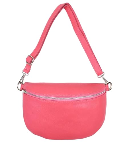 Sa-Lucca Fashion Damen Bauchtasche Bodybag echt Leder 28 x 20 x 7 cm Reißverschluss/Funktionselemente silberfarbig (Melone) von Sa-Lucca