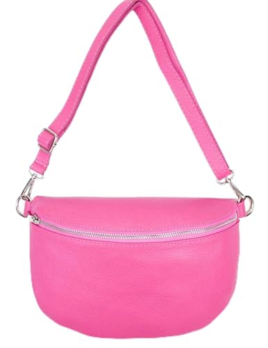 Sa-Lucca Fashion Damen Bauchtasche Bodybag echt Leder 28 x 20 x 7 cm Reißverschluss/Funktionselemente silberfarbig (bubblepink) von Sa-Lucca