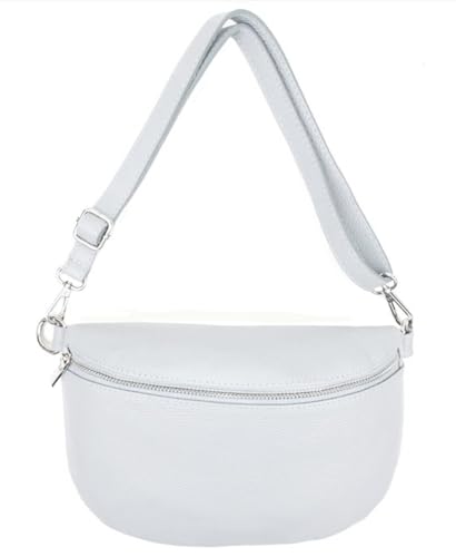 Sa-Lucca Fashion Damen Bauchtasche Bodybag echt Leder 28 x 20 x 7 cm Reißverschluss/Funktionselemente silberfarbig (weiß) von Sa-Lucca