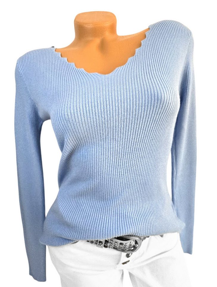 Sa-Lucca V-Ausschnitt-Pullover mit Zickzack Ausschnitt in vielen Farben von Sa-Lucca