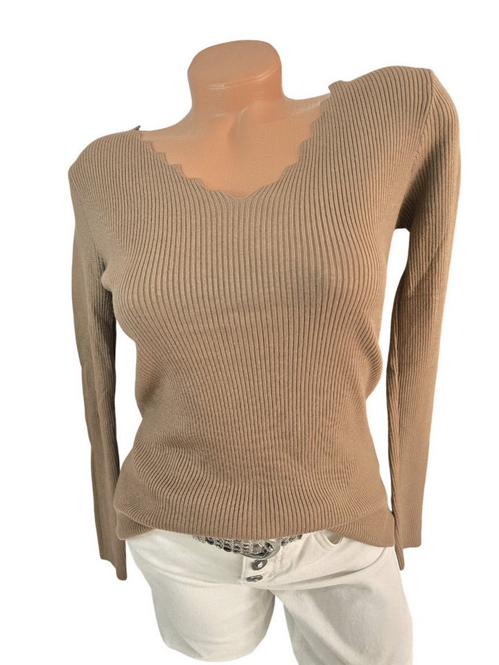 Sa-Lucca V-Ausschnitt-Pullover mit Zickzack Ausschnitt in vielen Farben von Sa-Lucca