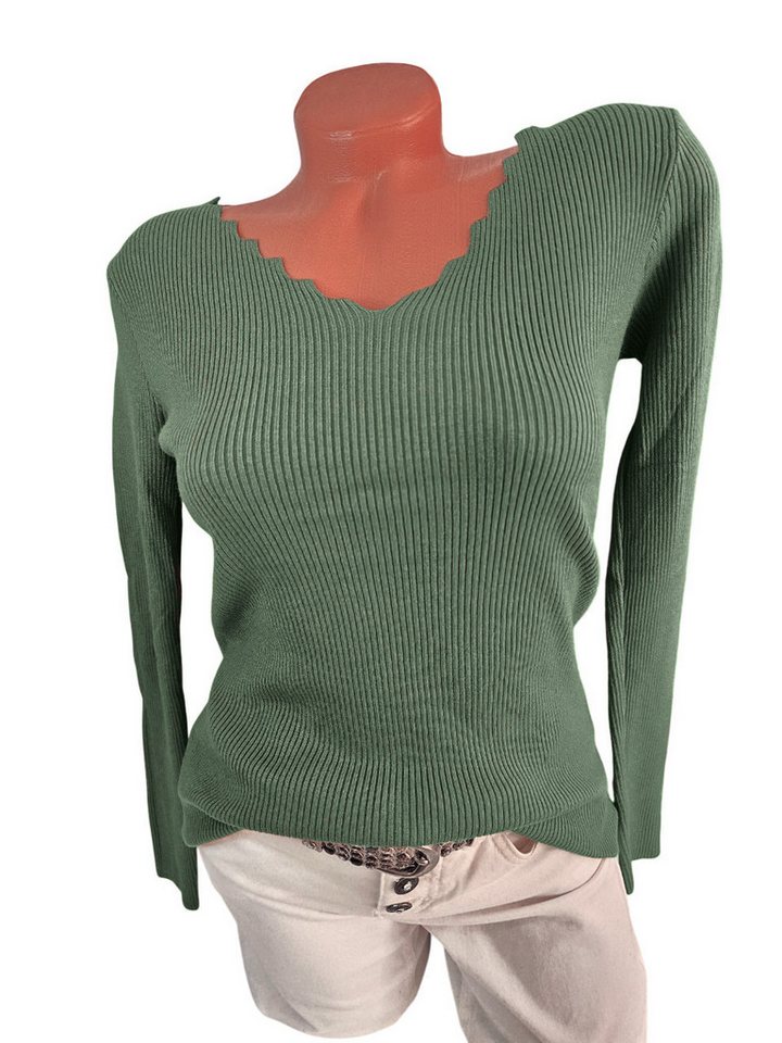 Sa-Lucca V-Ausschnitt-Pullover mit Zickzack Ausschnitt in vielen Farben von Sa-Lucca