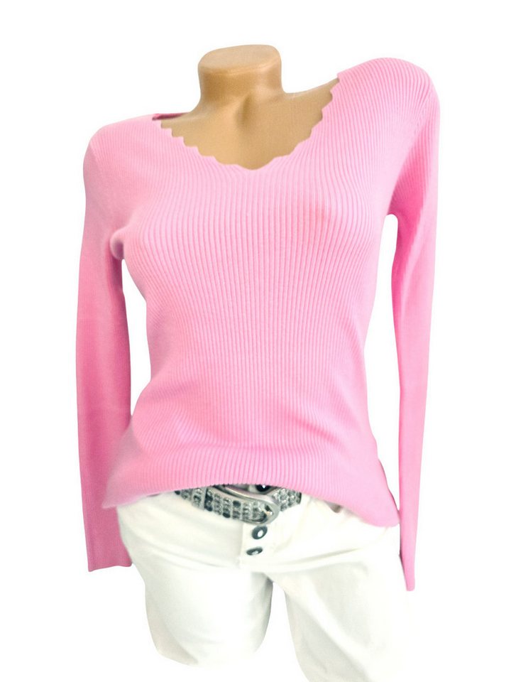 Sa-Lucca V-Ausschnitt-Pullover mit Zickzack Ausschnitt in vielen Farben von Sa-Lucca