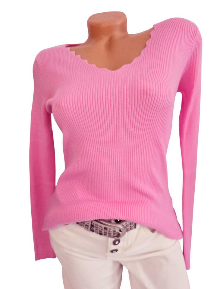 Sa-Lucca V-Ausschnitt-Pullover mit Zickzack Ausschnitt in vielen Farben von Sa-Lucca