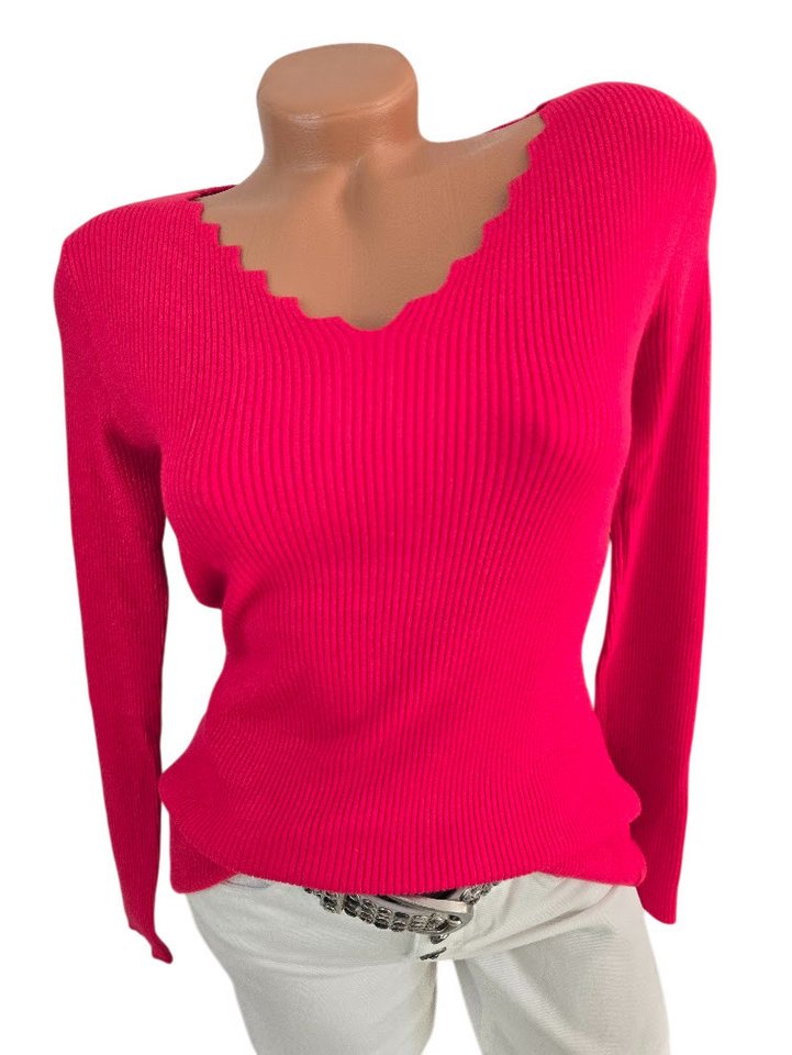 Sa-Lucca V-Ausschnitt-Pullover mit Zickzack Ausschnitt in vielen Farben von Sa-Lucca