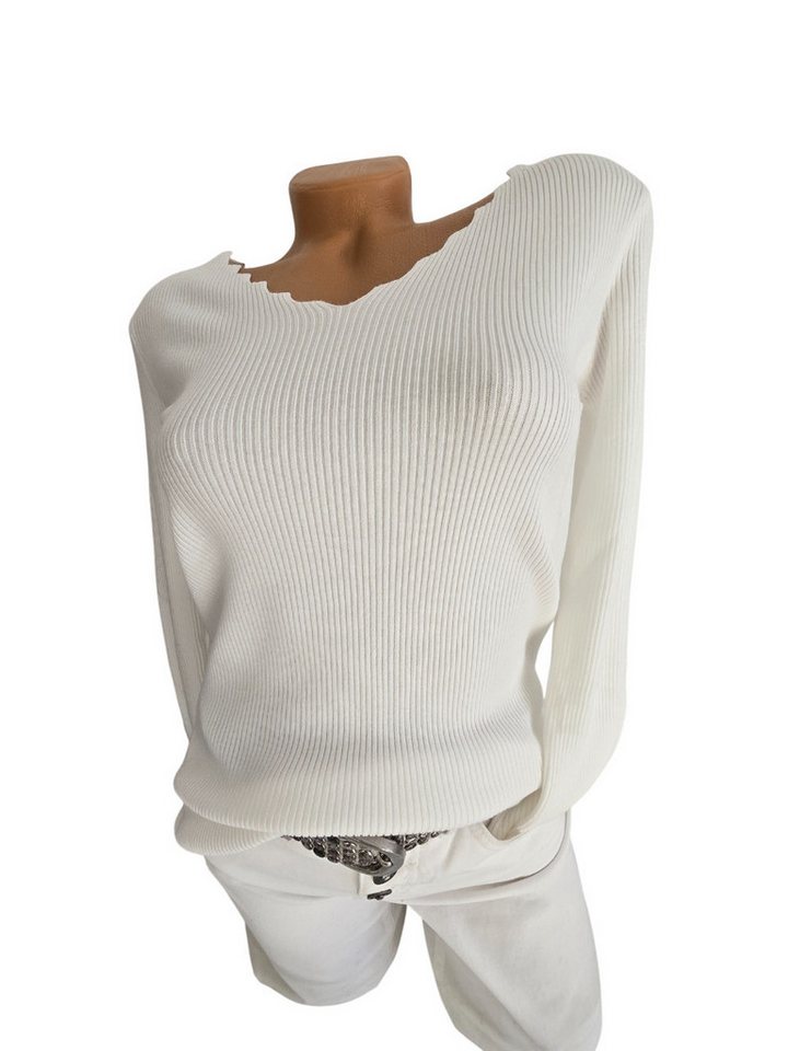 Sa-Lucca V-Ausschnitt-Pullover mit Zickzack Ausschnitt in vielen Farben von Sa-Lucca