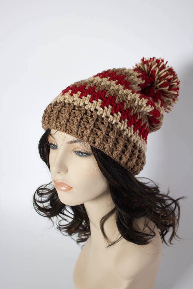 Herringbone Mesh Slouchy Hat - Beanie Mütze Mit Pom Fischgrät Gehäkelte Skimütze 1032-B8 von SaBellaNeeBoutique