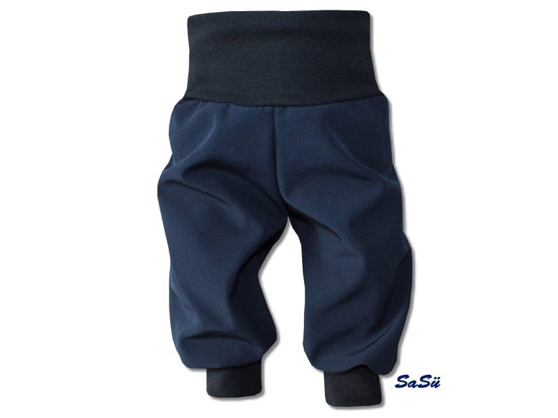 Softshell Hose 74 - 122 Schlupfhose Fleece Regenabweisend Handmade Uni Kinder Pumphose Softshellhose Blau von SaSueShop