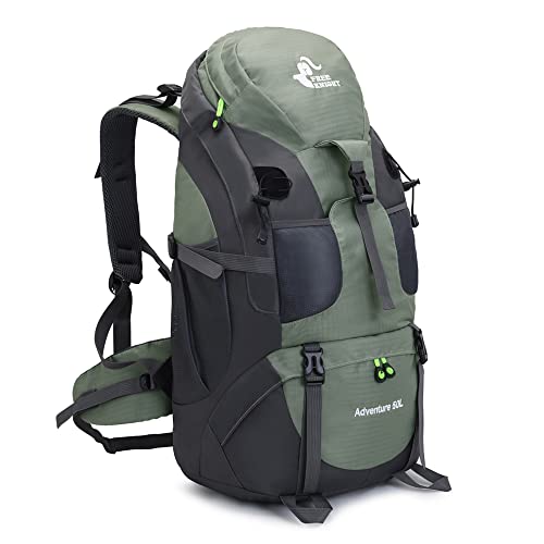 SaYoc 50 l wasserabweisender Wanderrucksack, leichter Outdoor-Sport, Tagesrucksack, Reisetasche für Camping, Klettern, Touren, großer Rucksack für Reisen, Armeegrün - Mit Schuhfach von SaYoc