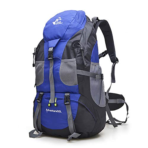 SaYoc 50 l wasserabweisender Wanderrucksack, leichter Outdoor-Sport, Tagesrucksack, Reisetasche für Camping, Klettern, Touren, großer Rucksack für Reisen, Blau - Kein Schuhfach von SaYoc