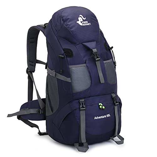 SaYoc 50 l wasserabweisender Wanderrucksack, leichter Outdoor-Sport, Tagesrucksack, Reisetasche für Camping, Klettern, Touren, großer Rucksack für Reisen, Dunkelviolett - Mit Schuhfach von SaYoc