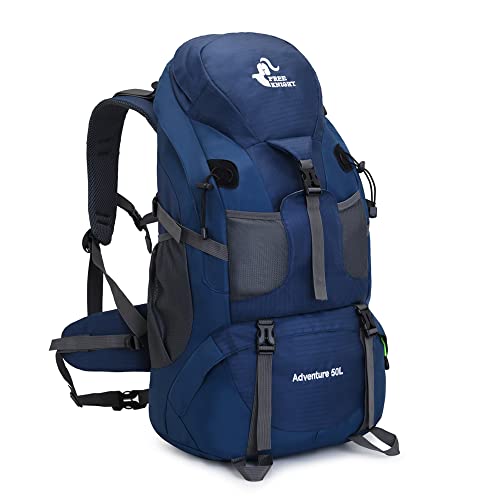 SaYoc 50 l wasserabweisender Wanderrucksack, leichter Outdoor-Sport, Tagesrucksack, Reisetasche für Camping, Klettern, Touren, großer Rucksack für Reisen, Marineblau - Mit Schuhfach von SaYoc