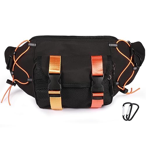 SaYoc Crossbody Bauchtasche, 4 Taschen, Hüfttasche für Männer und Frauen, verstellbarer Gürtelriemen, Packungen für Handy, Geldbörse, Sport, Workout, Reisen, Wandern, Radfahren, Laufen, mit 2 von SaYoc