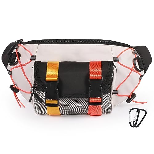 SaYoc Crossbody Bauchtasche, 4 Taschen, Hüfttasche für Männer und Frauen, verstellbarer Gürtelriemen, Packungen für Handy, Geldbörse, Sport, Workout, Reisen, Wandern, Radfahren, Laufen, mit 2 von SaYoc