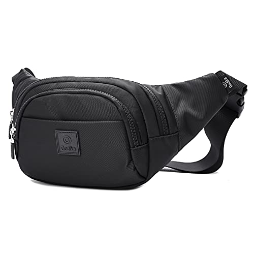 SaYoc Leichte Hüfttaschen, Bauchtasche für Damen und Herren, wasserdichte Gürteltasche, Bauchtasche mit mehreren Taschen, verstellbarer Gurt für Reisen, Radfahren, Laufen, Wandern, Schwarz von SaYoc