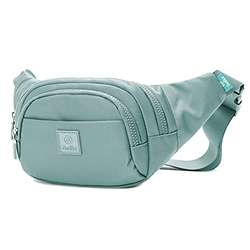 SaYoc Leichte Hüfttaschen, Bauchtasche für Damen und Herren, wasserdichte Gürteltasche, Bauchtasche mit mehreren Taschen, verstellbarer Gurt für Reisen, Radfahren, Laufen, Wandern, grün von SaYoc