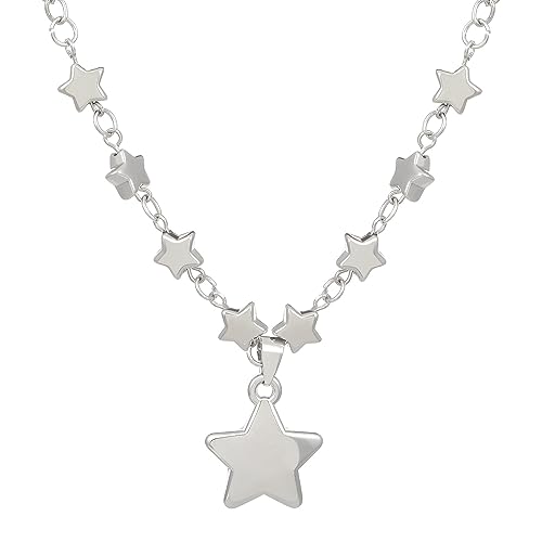 Charm-Stern-Kette für Damen, Glücksstern-Anhänger, Choker, Schmuck-Zubehör, Zink, Zirkonia von Saalort