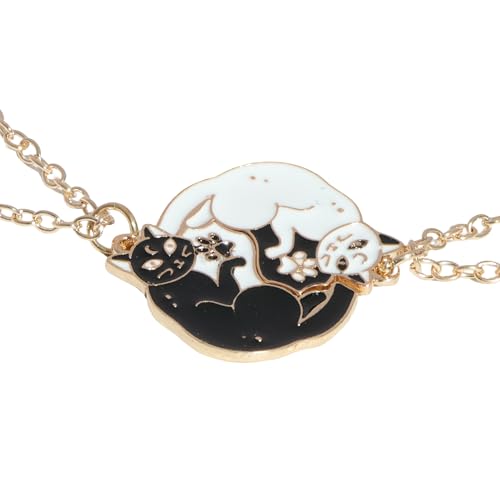 Saalort Best Friends Halskette für 2 Personen, schwarz-weiße Katzen-Anhänger, Matchig, 2 Stück, Yin-Yang-Schmuck, Geschenk für Paare, Medium, Zink, Zirkonia Saalort Best Friends Halskette für 2 Personen, schwarz-weiße Katzen-Anhänger, Matchig, 2 Stück, Yin-Yang-Schmuck, Geschenk für Paare, Medium, Zink, Zirkonia von Saalort