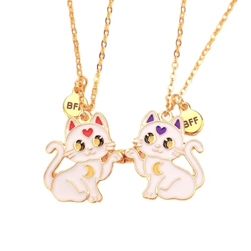 Saalort Katzen-Halskette für 2 Personen, magnetischer Anhänger, Schmuck, Freundschaft, BFF, Geschenke für Frauen, Zink, Zirkonia Saalort Katzen-Halskette für 2 Personen, magnetischer Anhänger, Schmuck, Freundschaft, BFF, Geschenke für Frauen, Zink, Zirkonia von Saalort