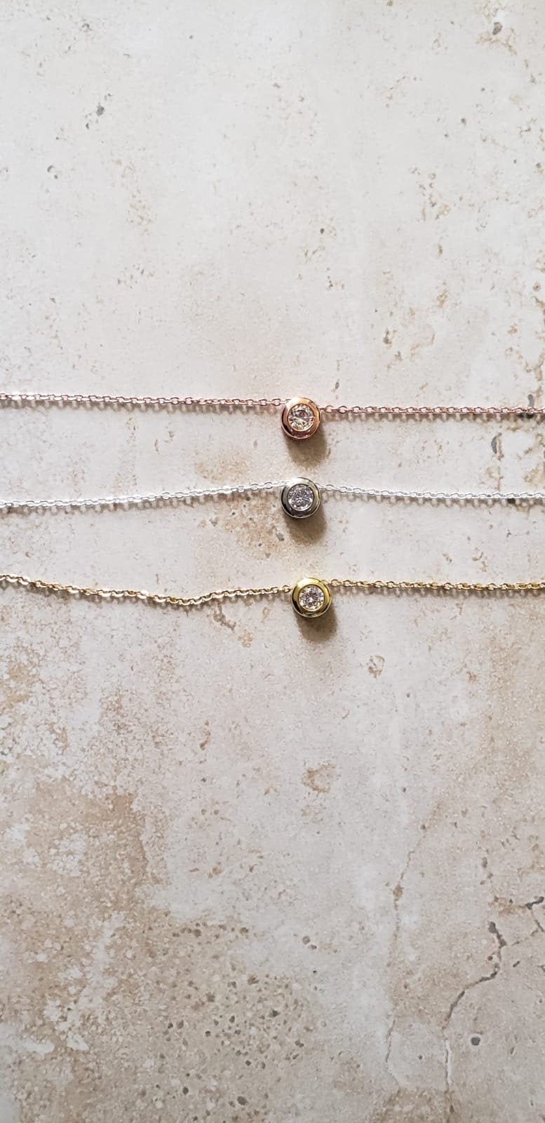 Winzige Besetzte Halskette, Brautjungfer Geschenk, Zierliche Rose Gold Kreis Silber Halsketten von SaashCo