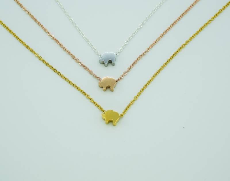 Winzige Elefant Halskette /Lucky/Rose Gold Silber Zierliche /Brautjungfer Winzige Elefant Halskette /Lucky/Rose Gold Silber Zierliche /Brautjungfer von SaashCo