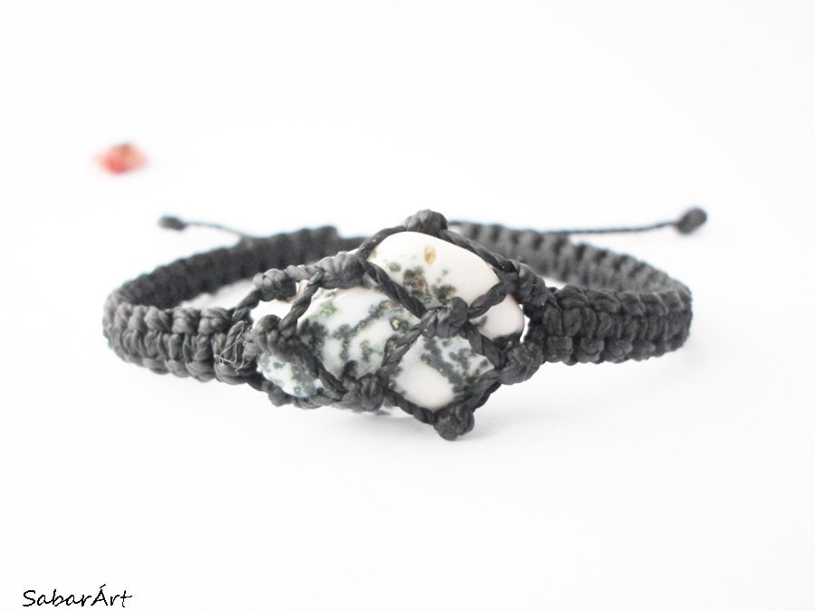 Baumachat Makramee Armband Einstellbarer Unisex Schmuck Baumachat Makramee Armband Einstellbarer Unisex Schmuck von Sabarart