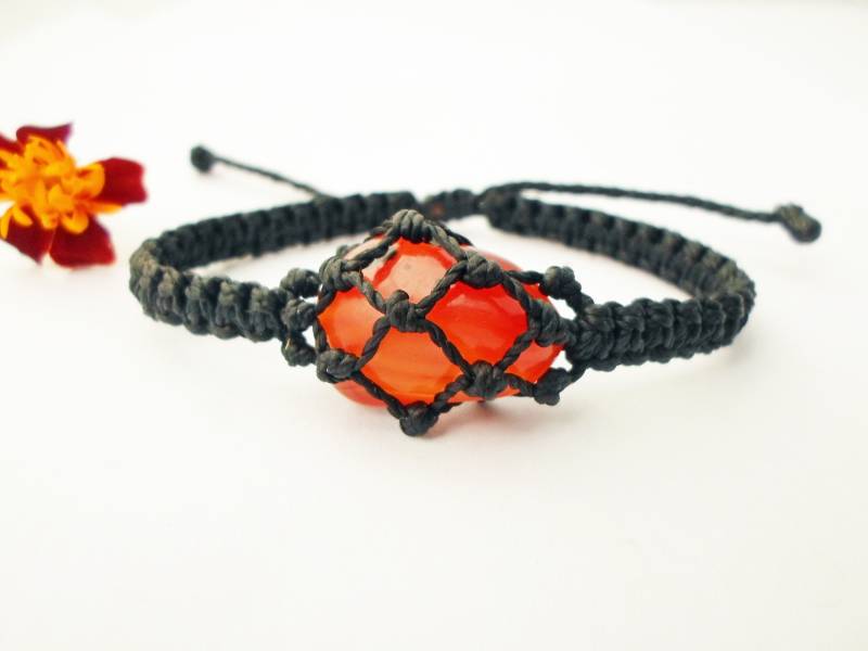 Karneol Armband Makramee August Geburtsstein, Verstellbar Karneol Armband Makramee August Geburtsstein, Verstellbar von Sabarart