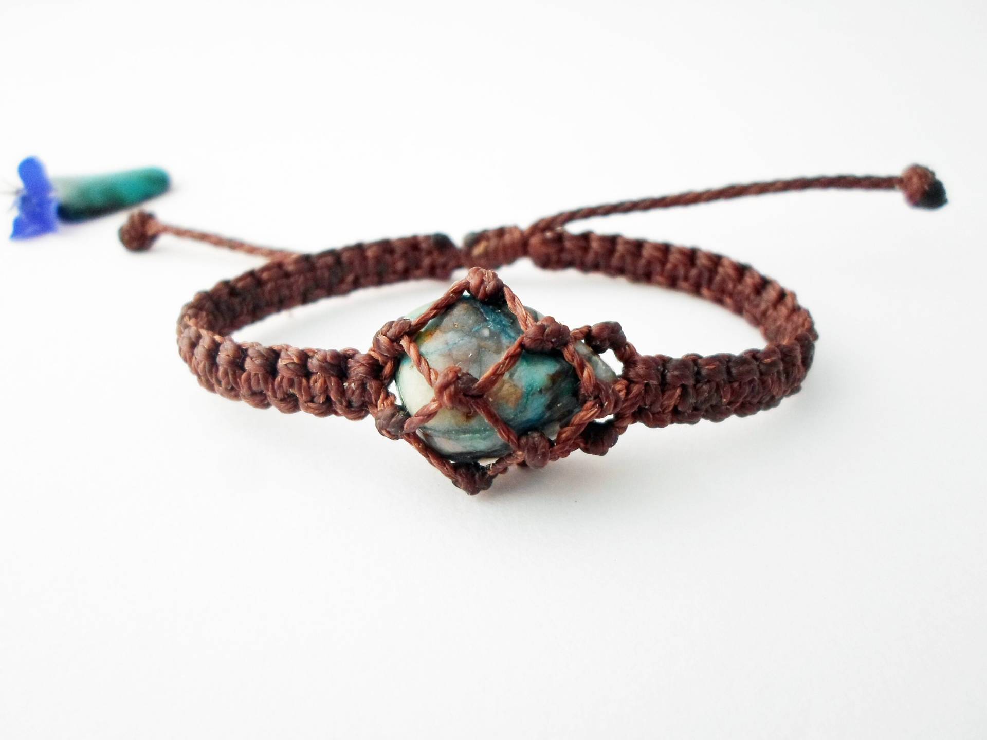 Mikro Makramee Chrysokoll Armband Verstellbarer Heilstein Schmuck Mikro Makramee Chrysokoll Armband Verstellbarer Heilstein Schmuck von Sabarart