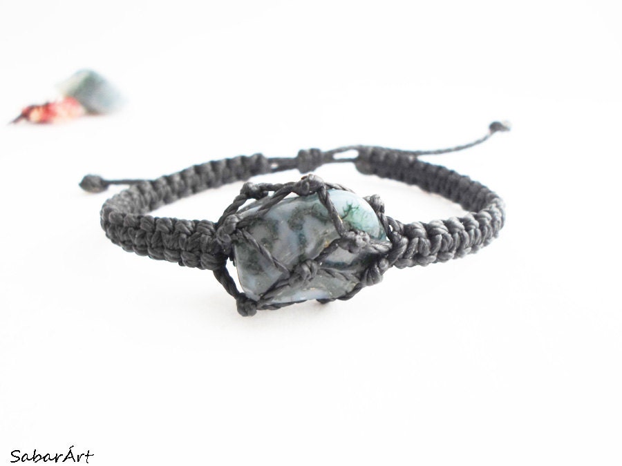 Moosachat Makramee Armband Verstellbarer Heilstein Schmuck Moosachat Makramee Armband Verstellbarer Heilstein Schmuck von Sabarart