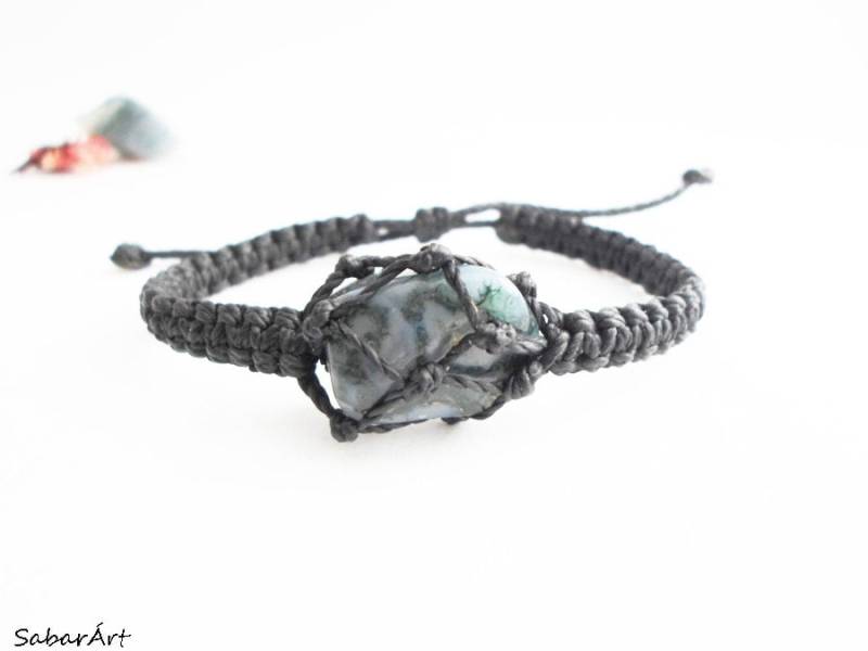 Moosachat Makramee Armband Verstellbarer Heilstein Schmuck Moosachat Makramee Armband Verstellbarer Heilstein Schmuck von Sabarart