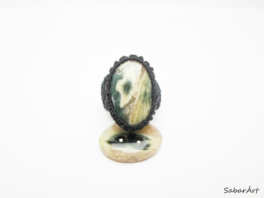 Ozean Jaspis Makramee Ring Personalisierter Nichtmetallring Ozean Jaspis Makramee Ring Personalisierter Nichtmetallring von Sabarart