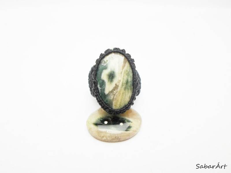 Ozean Jaspis Makramee Ring Personalisierter Nichtmetallring Ozean Jaspis Makramee Ring Personalisierter Nichtmetallring von Sabarart