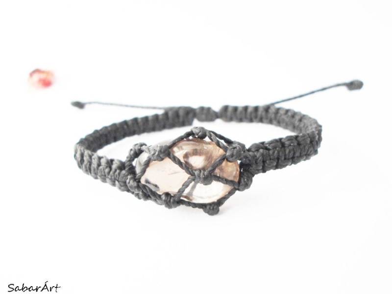 Rauchquarz Makramee Armband Verstellbarer Zen Heilstein von Sabarart