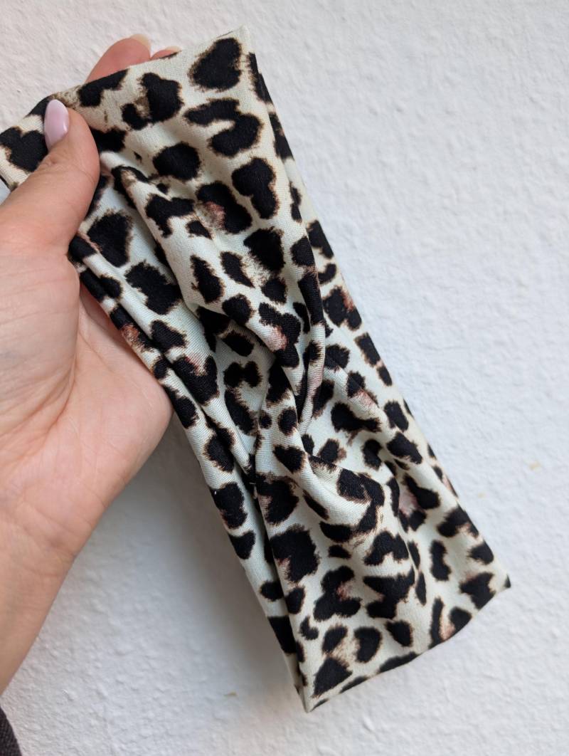 stirnband Haarband Jersey Leo Leolook Leopard Animal Print Festival Handmade Kinder Und Erwachsene von Sabbarazzi