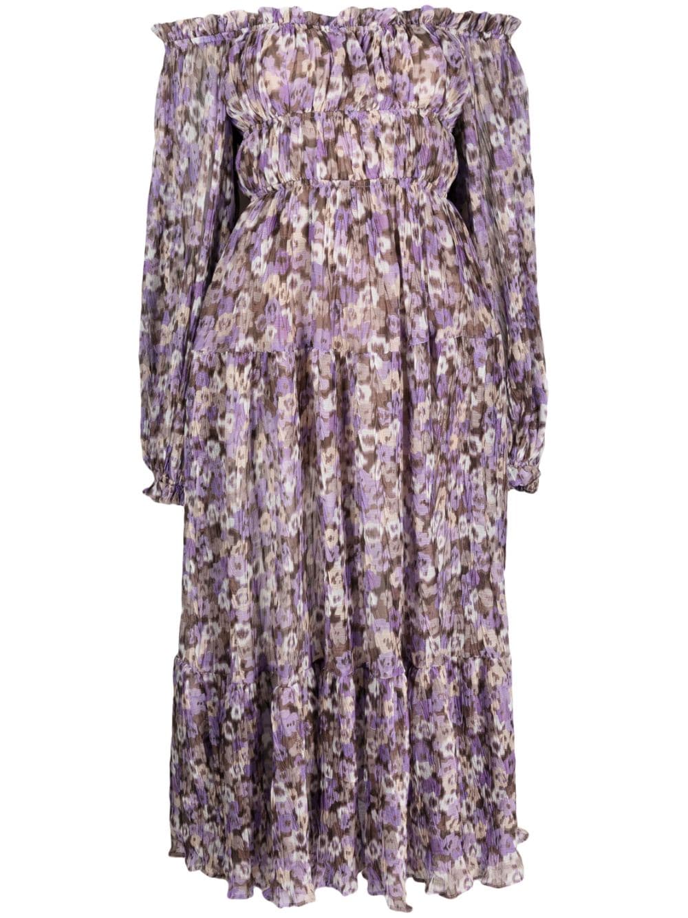 Sabina Musayev Schulterfreies Midikleid mit Blumen-Print - Violett von Sabina Musayev