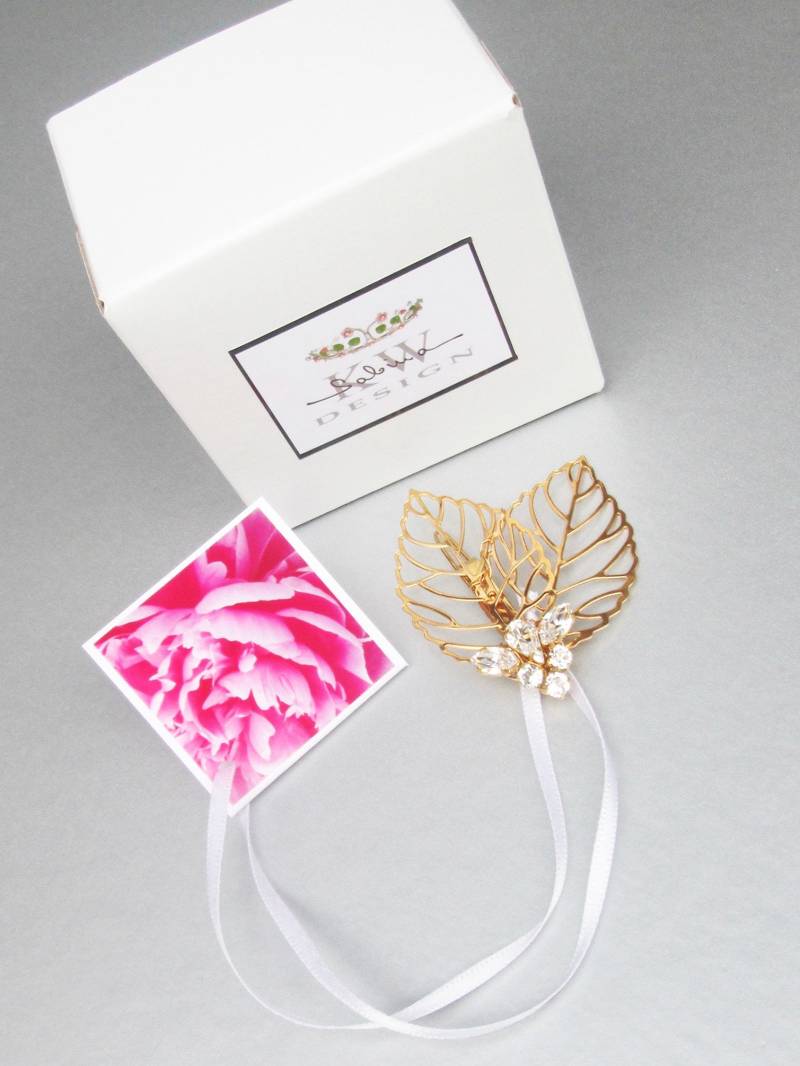 Kristall Haarclip Haarklammer, Haarspange, Blatt Haarclip, Braut Brautjungfern Blumenmädchen von SabinaKWdesign