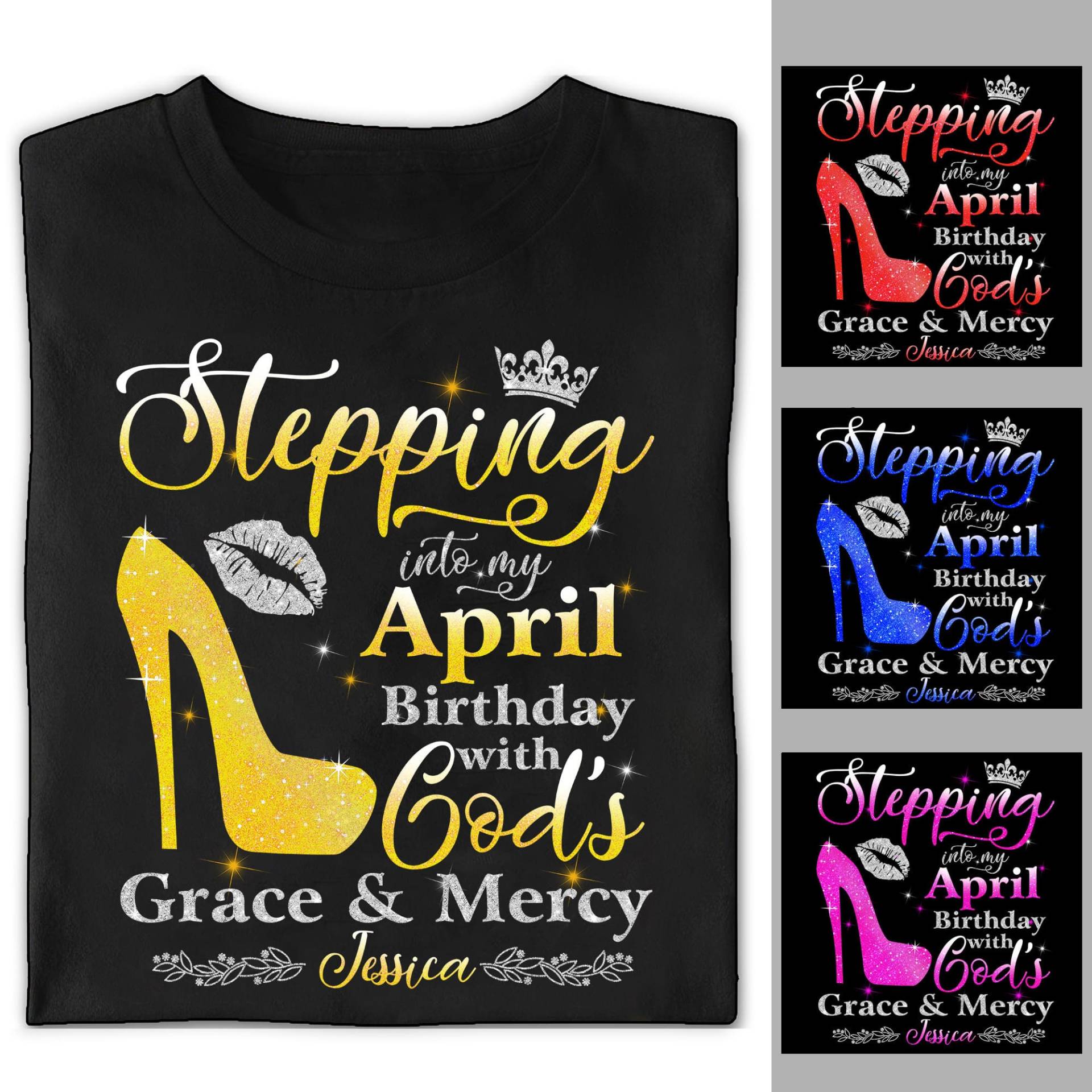 Benutzerdefinierte April Geburtstag Shirt Für Frauen, Personalisierte Shirt, Königin, Schritt in Meinen Mit Gottes Gnade Und Barmherzigkeit von Sabinepana