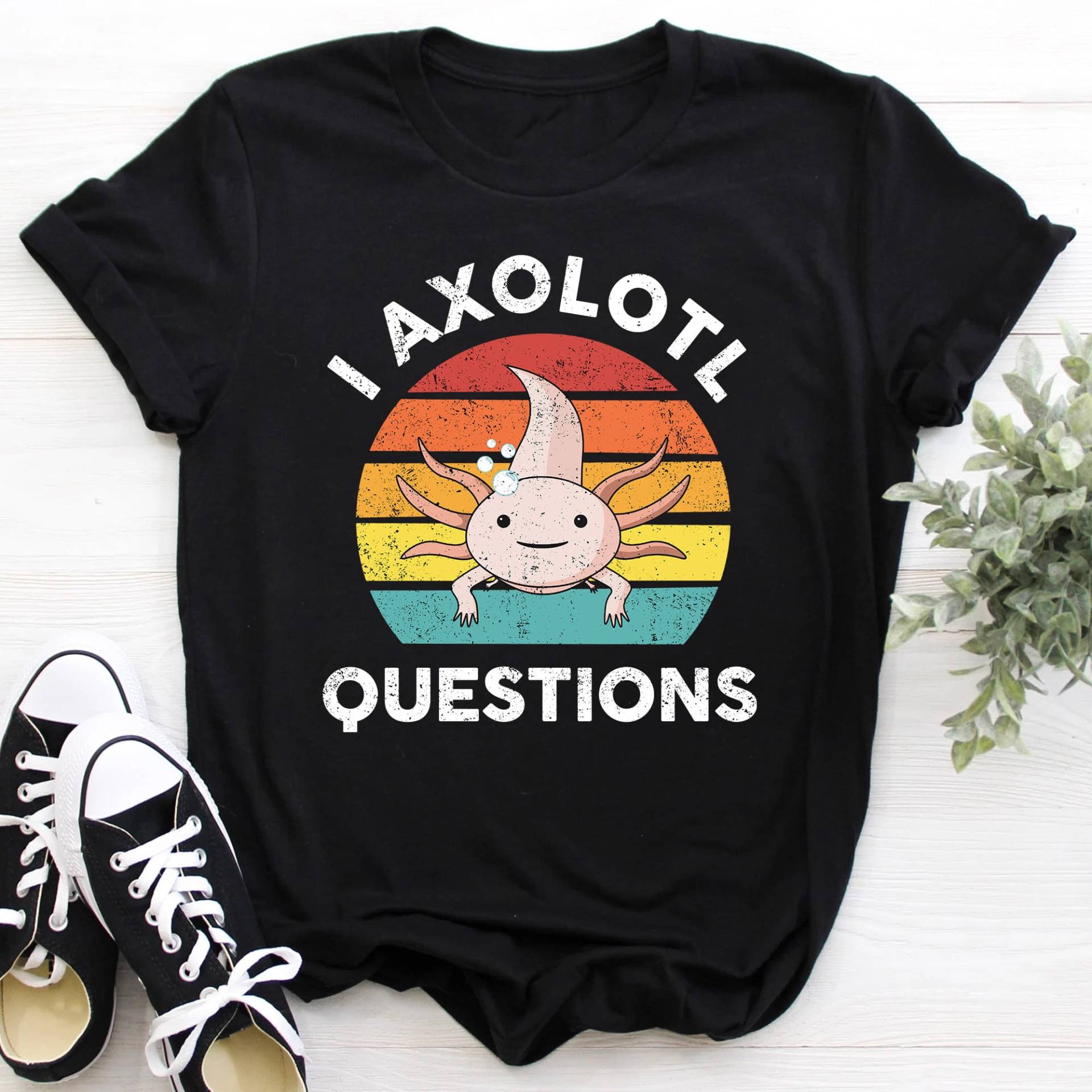 Ich Axolotl Fragen Shirt, Kinder Herren Damen Lustiges Süßes T-Shirt, Sie Sonnenuntergang Vintage Shirt R5 von Sabinepana