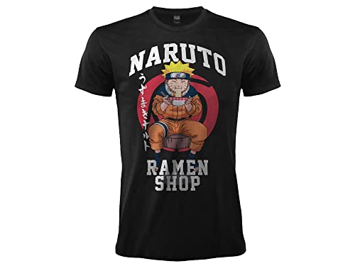 Sabor SRL Naruto Ramen Shop Offizielles Naruto T-Shirt mit kurzen Ärmeln mit Authentizitätshologramm, 100% Baumwolle, Schwarz, Schwarz , XL Große Größen von Sabor srl
