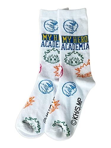 Sabor srl My Hero Academia Socken. Unisex-Wintersocken. Baumwollsocken für Erwachsene und Jugendliche. Weiss. (44-46) von Sabor srl