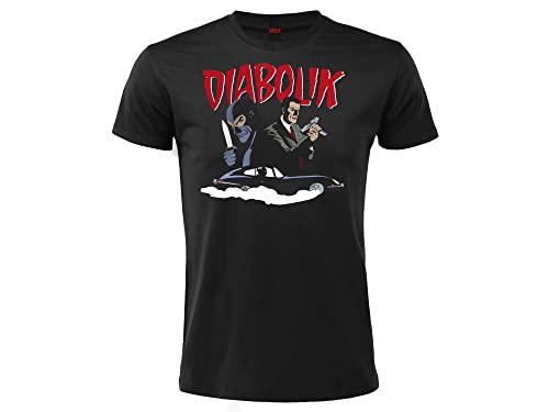 Sabor srl T-Shirt Diabolik Offizielles Modell Diabolik und Ginko, Druck auf der Vorderseite, kurze Ärmel, 100 % Baumwolle, Unisex, schwarz, Größen für Erwachsene und Jungen. von Sabor srl