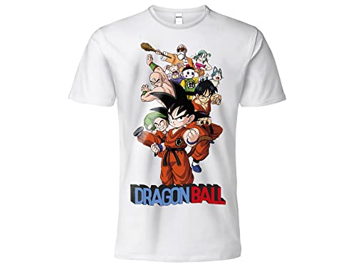 T Shirt DragonBall Offizielle Charaktere Saga Weiß Kind Erwachsene und Jungen, Weiß, 5-6 Jahre von Sabor srl