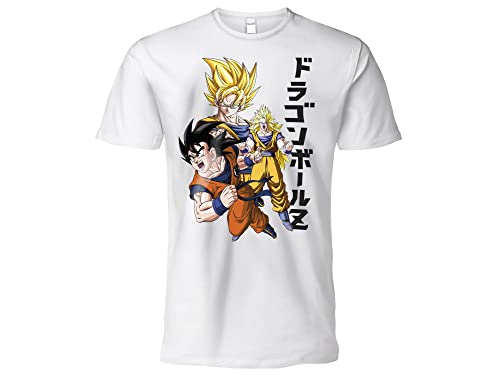 Sabor srl T-Shirt Modell Goku Super Saiyan, weiß, kurze Ärmel, 100 % Baumwolle, Unisex, offizielles Produkt, Kindergrößen für Erwachsene und Jungen, Weiß, XXL von Sabor srl