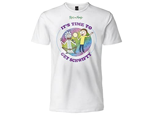 Sabor srl T-Shirt RickAndMorty, Modell It's Time to get schifty, weiß, kurze Ärmel, 100 % Baumwolle, Unisex, offizielles Produkt, Größen für Erwachsene und Jungen., Weiß, L von Sabor srl