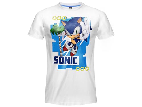 T-Shirt, weiß, Sonic – The Hedgehog Boys Supersonic Game Kids Top für Kinder und Jugendliche, Weiß, 128 cm von Sabor srl
