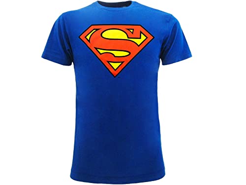 T-Shirt Superman Logo Superhelden. Clark Kent. Offizielles T-Shirt, Unisex-T-Shirt, Blau und Rot, für Jungen und Erwachsene., blau, XXL von Sabor srl