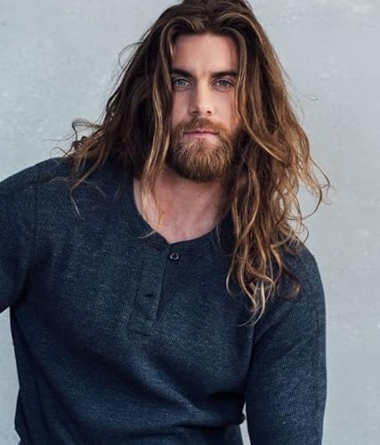 Herren Perücke Dunkelbraun Lange Lockige Haar Bartperücke für Cosplay Halloween Kostüm Perücke Herren Perücke Dunkelbraun Lange Lockige Haar Bartperücke für Cosplay Halloween Kostüm Perücke von Sabosi