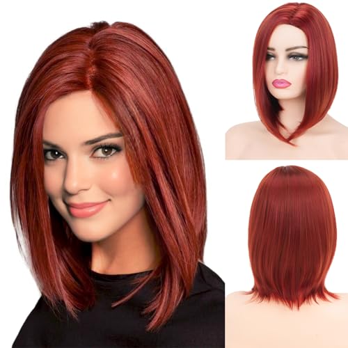Kurze Bob Glatte Haare Perücken für Frauen Schulter Länge Volle Perücke Natürlicher Honig Rote farbe Mit Perücke Kappe Kurze Bob Glatte Haare Perücken für Frauen Schulter Länge Volle Perücke Natürlicher Honig Rote farbe Mit Perücke Kappe von Sabosi